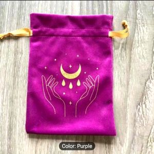 Velvet Tarot Card and Crystal Drawstring Hands Pouch